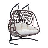 ΔΙΠΛΗ ΚΡΕΜΑΣΤΗ ΜΕΤΑΛΛΙΚΗ ΠΟΛΥΘΡΟΝΑ-ΦΩΛΙΑ Fylliana "Naira" ΚΑΦΕ ΧΡΩΜΑ 177x140x200εκ