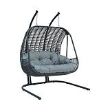 ΔΙΠΛΗ ΚΡΕΜΑΣΤΗ ΜΕΤΑΛΛΙΚΗ ΠΟΛΥΘΡΟΝΑ-ΦΩΛΙΑ Fylliana "Tarun rope" ΓΚΡΙ ΧΡΩΜΑ 177x140x200εκ