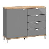 ΚΟΜΟΤΑ MARBELLA 2K4F ΓΚΡΙ ΓΡΑΦΙΤΗΣ-ARTISAN OAK-ΓΚΡΙ PAINTED GLASS 115.5*40*92εκ