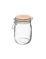 Βάζο  με καπάκι ξύλινο και ελασμα 0,5L 13,5X17