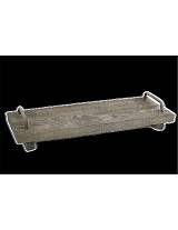 Δίσκος ξύλινος γκρι με λαβές 40Χ14Χ4