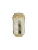 Φανάρι μεταλ.χρυσό με ψάθα λευκή 18Χ32,5