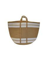 Καλάθι βαμβ.τσάντα λευκή/μπεζ με χέρια 43Χ43