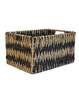 Καλάθι δίσκος ψάθινο rush μαύρο 37X27X20