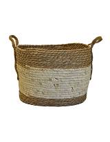 Καλάθι ψάθινο φυσικό εκρού φάσα 38Χ30Χ27