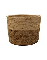 Καλάθι ψάθινο φυσικό με εκρού Φ25Χ19,5