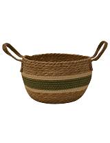 Καλάθι ψάθινο φυσικό με λαδί φάσα Φ32Χ21