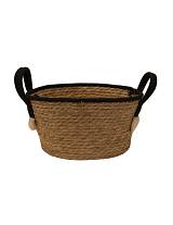 Καλάθι ψάθινο φυσικό με μαύρο ρέλι Φ30Χ17