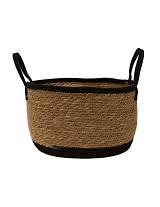 Καλάθι ψάθινο φυσικό με μαύρο ρέλι Φ37Χ23,5