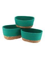 Καλάθι ψάθινο με βαμβ.Carribean πράσινο σ/3