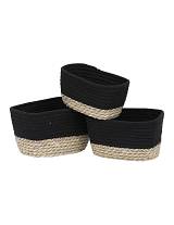 Καλάθι ψάθινο με βαμβ.Tahitian μαύρο  σ/3 (23Χ15Χ13,5+21Χ13Χ12+21Χ13Χ12)