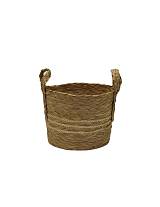 Καλάθι ψάθινο με εκρού ρίγα 26Χ22