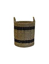 Καλάθι ψάθινο με μαύρο σχ. Φ34Χ37