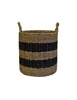 Καλάθι ψάθινο με μαύρο σχ. Φ38Χ40