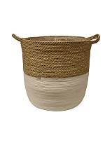 Καλάθι ψάθινο με ναύλον λευκή βάση 45Χ45