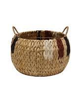 Καλάθι ψάθινο μπουλ stripes 27X20