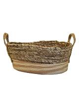 Καλάθι ψάθινο paper φυσικό καφέ ριγέ οβάλ 40Χ28Χ17