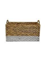 Καλάθι υδρουάκινθου παραλ/μο λευκό με φυσικό 38Χ24Χ19