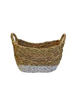 Καλάθι υδρουάκινθου  παραλ/μο οβάλ λευκό με φυσικό 38Χ25Χ27