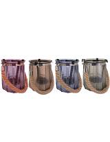 Κηροπήγιο γυαλ.κωνικό σχοινί 4χρ.15Χ20