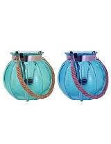 Κηροπήγιο γυαλ.μπουλ με σχοινί 2χρ.30εκ