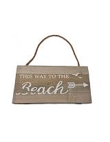 Πινακίδα κρεμαστή ξύλινη φυσικό χρ. BEACH 38Χ19,5