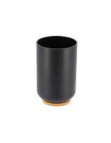 Ποτήρι μπάνιου πλαστικό μαύρο με bamboo
