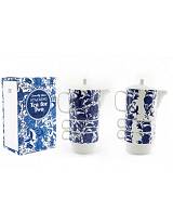 Τσαγιέρα με 2 κούπες blue leaves σ/3