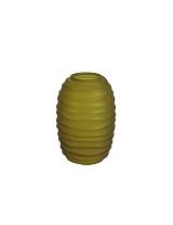 Βάζο οβάλ  ριγέ ματ γυαλ.λαδί 10,5Χ15,5