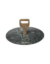 Δίσκος σερβ.με χειρολαβή πράσινο marble Φ30