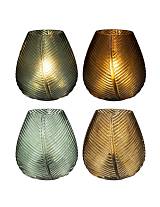 Κηροπήγιο γυαλ. σχ. PALM  με LED 15εκ. 2χρ.