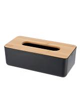 Θήκη για χαρτομάντηλα πλαστική μαύρη με bamboo