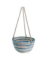 Καλάθι ψάθινο κρεμ.μπλε 22Χ12