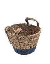 Καλάθι ψάθινο με βάση μπλε 21Χ16/23