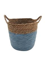 Καλάθι ψάθινο με βάση μπλε 25Χ21,5