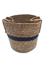 Καλάθι ψάθινο με φάσα μπλε 32Χ29/36