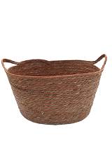 Καλάθι ψάθινο οβάλ terracotta με φυσικό 41Χ30Χ23,5/25