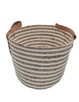 Καλάθι ψάθινο ριγέ φυσικό/λευκό 30Χ22/30