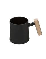 Κούπα κεραμ.μαύρη με ξυλ.χέρι 37cl