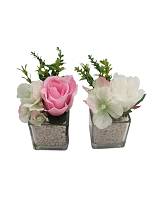 Λουλουδιά σε γυαλ.κασπώ 14εκ. 2σχ.