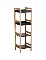 Ραφιέρα MDF μαύρη με bamboo Χ4 33Χ33Χ110