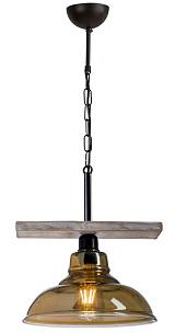 Φωτιστικό μονόφωτο ξύλο/γυαλί/μέταλλο μαύρο Ε27 Φ28