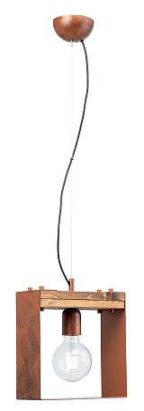 Φωτιστικό μονόφωτο ξύλο/μέταλλο χαλκός/πατίνα μαύρη Ε27 Φ25