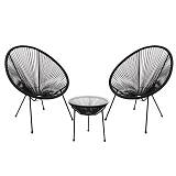 ACAPULCO Set Κήπου - Βεράντας: Τραπέζι + 2 Πολυθρόνες Μέταλλο Μαύρο / Rattan Μαύρο Ε-00022171 Ε245,2S