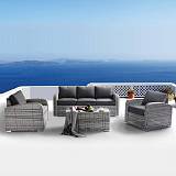 BELMAR Living Set Σαλόνι Κήπου ALU:3Θέσ+2 Πολυθρόνες+Τραπέζι Wicker GreyWhite, Μαξ.Γκρι Σκ. Ε-00023953 Ε6868