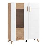 ΒΙΤΡΙΝΑ BRETAGNA 2K VS1 ARTISAN OAK-ΛΕΥΚΟ HIGH GLOSS FOIL 96x35x125,5εκ