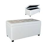 DENISE Σκαμπό με Αποθηκευτικό Χώρο - Ταμπουρέ, PU Εκρού Ε-00014444 Ε7048,1