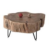 DUNNO Τραπεζάκι Σαλονιού Καθιστικού, Μέταλλο Βαφή Μαύρο, Ξύλο Ακακία Φυσικό Ε-00017566 ΕΑ7105