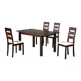 MILLER Set Τραπεζαρία Κουζίνας Ξύλινη Επεκτεινόμενο Τραπέζι + 4 Καρέκλες Σκ.Καρυδί-PVC Εκρού Ε-00015842 Ε781,S