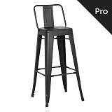 RELIX Σκαμπό Bar-Pro με Πλάτη, Μέταλλο Βαφή Μαύρο Matte Ε-00018135 Ε5199,1Μ